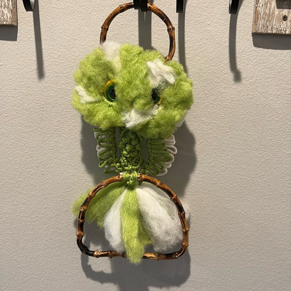 Vintage Macrame Wall Hanging Owl Mid Century
